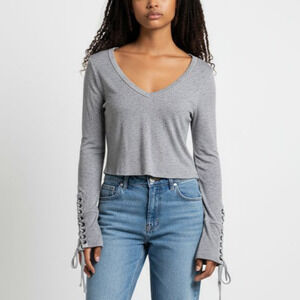 Free People Lace Up Cropped Henley